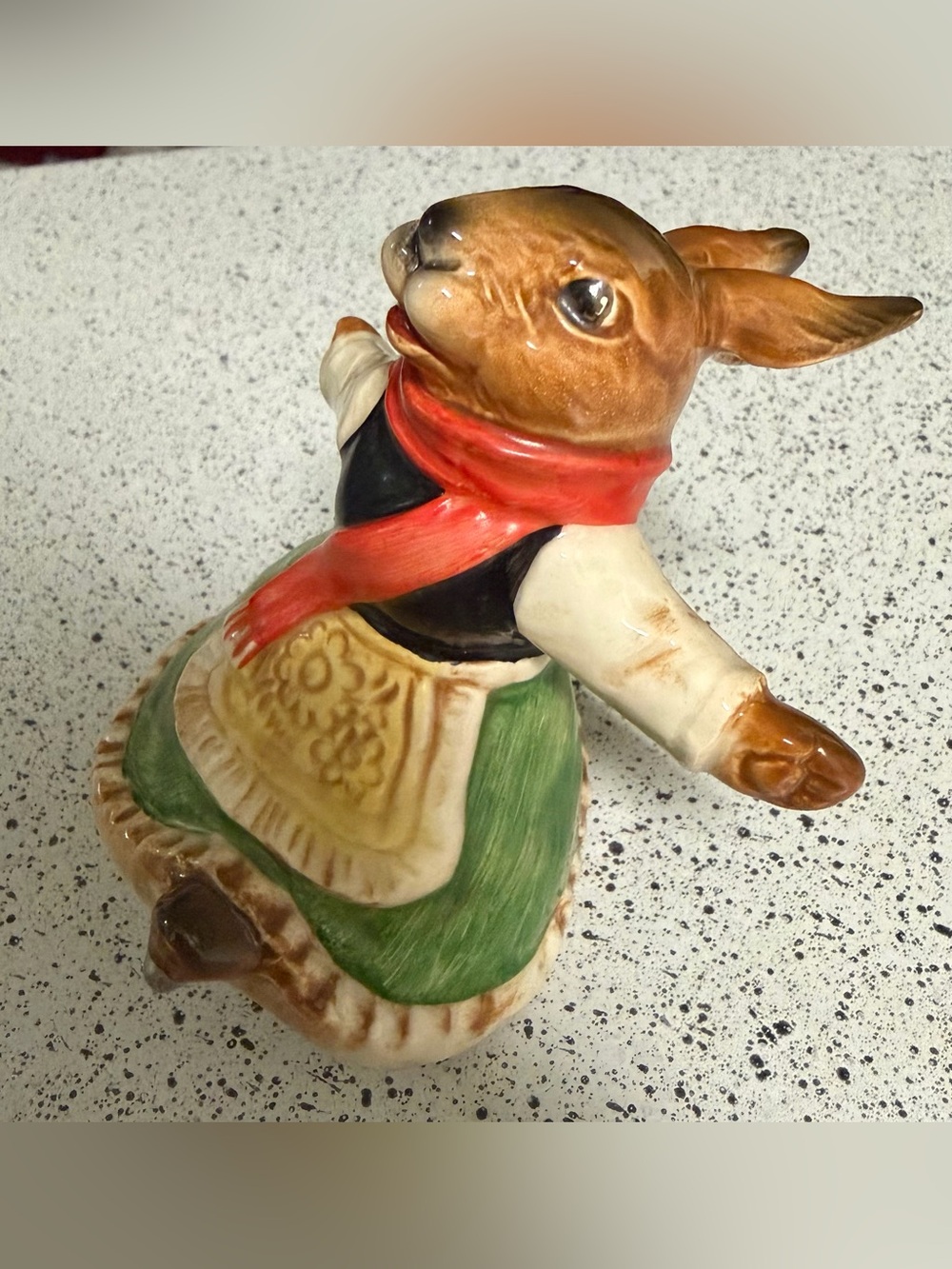 Rare 80s Goebel Bavarian Bunnies Ice Skating "SONIA" Ceramic Figurine W. Germany